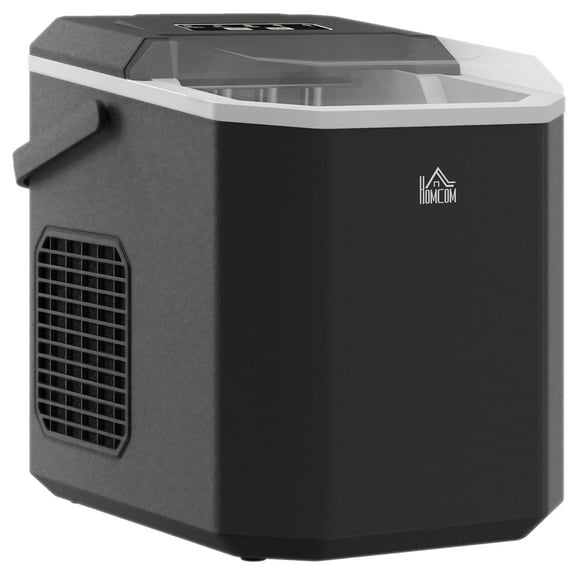 HOMCOM Ice Maker with Scoop Basket 26lbs/24Hrs 2 Bullet Ice Sizes, Black