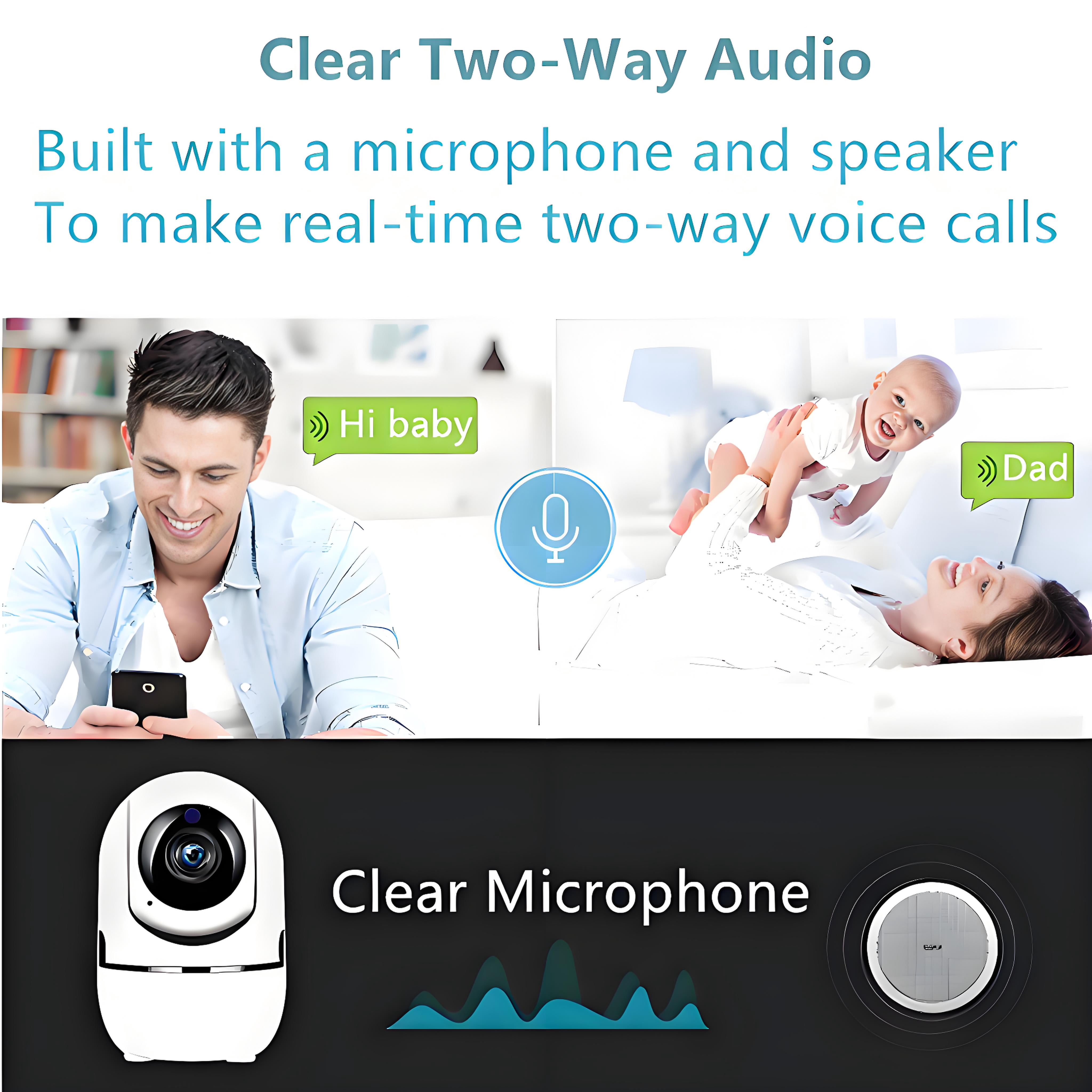 2K HD Wifi Baby Monitor Camera with Night Vision,Two-Way Audio, AI Auto Tracking Smart Monitoring for Baby, Nanny,Pet,White