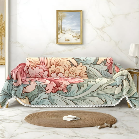 Throw Sofa Cover Soft Washable Decorative Couch Covers for 3 Cushion with Tassels Furniture Protector for Pets and Kids 71x91in