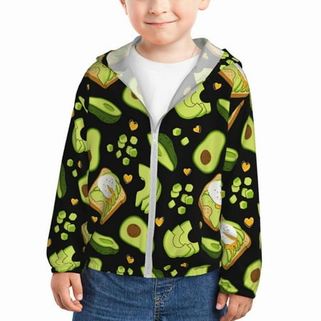 

Lukts Avocado Toast Print Children s Long-Sleeved Sun Protection Clothing Hooded Sweatshirts for Boys and Girls Outdoor Sports-4 Years