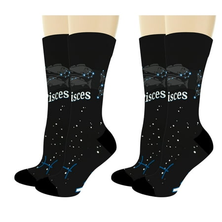 

ThisWear Pisces Zodiac Gift Set Zodiac Signs Socks Pisces Horoscope Gifts for Bday 2-Pairs Novelty Crew Socks