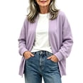 thumbnail image 3 of Edvintorg Coats for Women Fleece Long Sleeve Open Front Loose Casual Jacket with Pockets Clothes for Women S-2XL Purple, 3 of 4