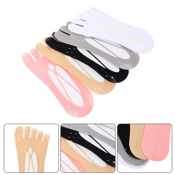 Raindrops Toe Cover Socks 5 Pairs Women Invisible Non-slip Breathable Socks with Elastic Velour for Toe Shoes