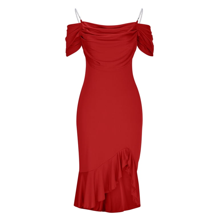 frill hem bodycon midi dress 3/4 Sleeves Lace Insert Frill Hem Bodycon Midi Dress For Women at Saudi