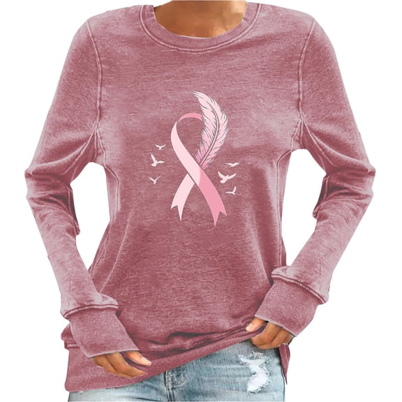Sexlip Womens Graphic Sweatshirt Long Sleeve Round Neck Design Soft Fabric Relaxed Silhouette for Casual Wear Pink M