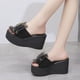 thumbnail image 4 of Sandalias Mujer Casual Peep Toe High Chunky Wedge Heels Shoes Lace Bow Slippers Wmkox8yii  ytu4399, 4 of 8