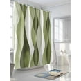 thumbnail image 3 of Abstract Wave Pattern Texture Shower Curtain, Sage Green Bathroom Decor Curtains Set with Hooks, Waterproof Fabric Home Accessories， 72 X 78 Inch Long, 3 of 6