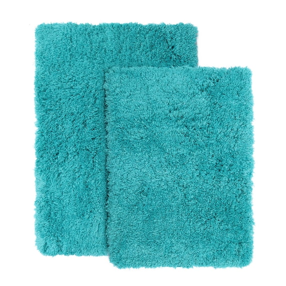 2 Pcs Bathroom Rugs and Mats Sets, Extra-Soft Plush Bath mat Shower Bathroom Mat, Super Absorbent, Teal
