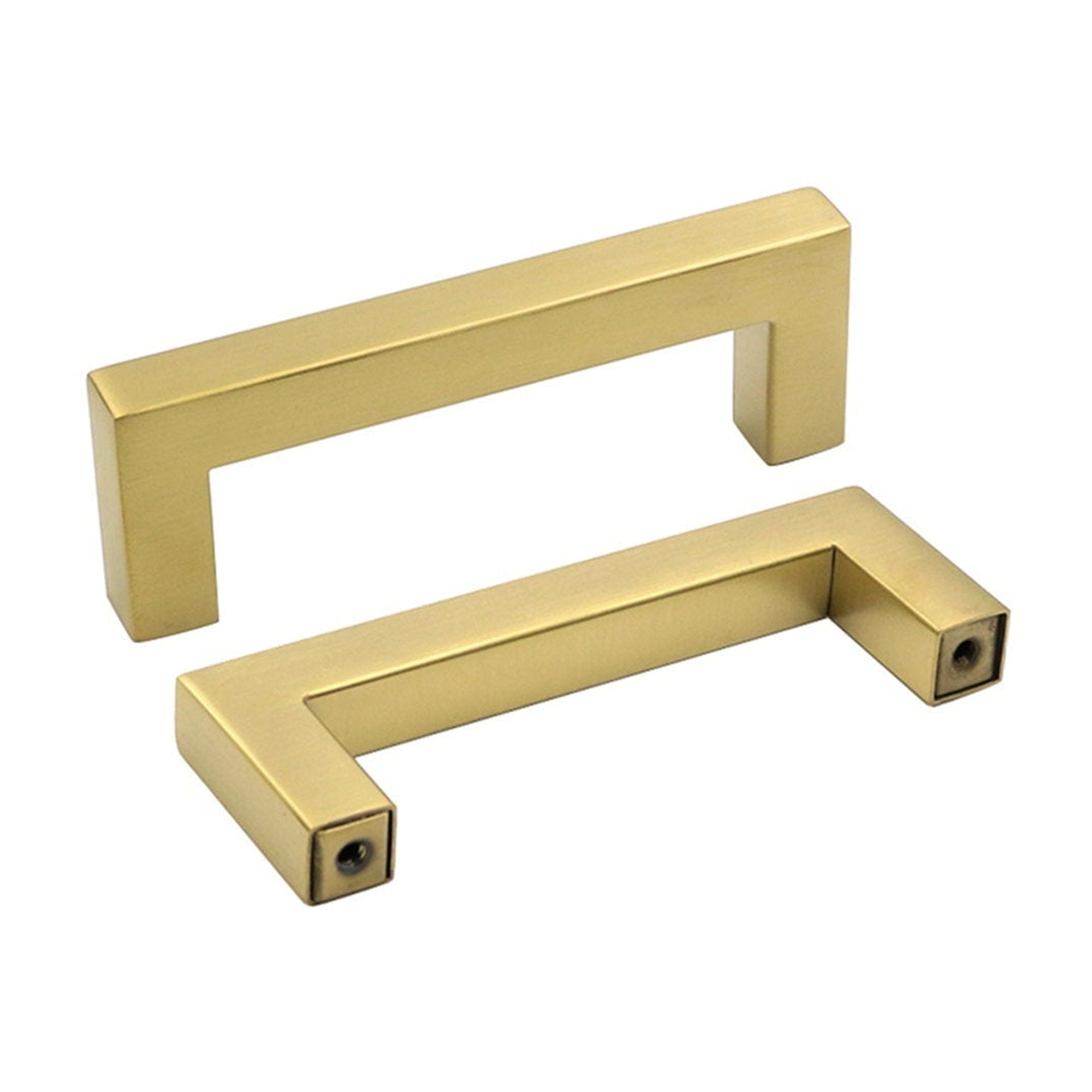 Fitviso 10 Pack 2.75 Inch(70mm) Center to Center Brushed Brass Cabinet Handles Stainless Steel Drawer Pulls