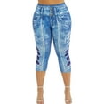 thumbnail image 1 of KVMeteor Women's Plus Size Imitation Denim Printing High Waist Pants, 1 of 4