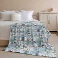 thumbnail image 3 of Flannel Fleece Throw Blanket Chinese Style Tower Leaf Crane Lightweight Soft Plush Blankets,Chinoiserie Blue Gradient Cozy Warm Throw Blanket for Couch Sofa Bed Car Office All Season Use 40x60in, 3 of 9