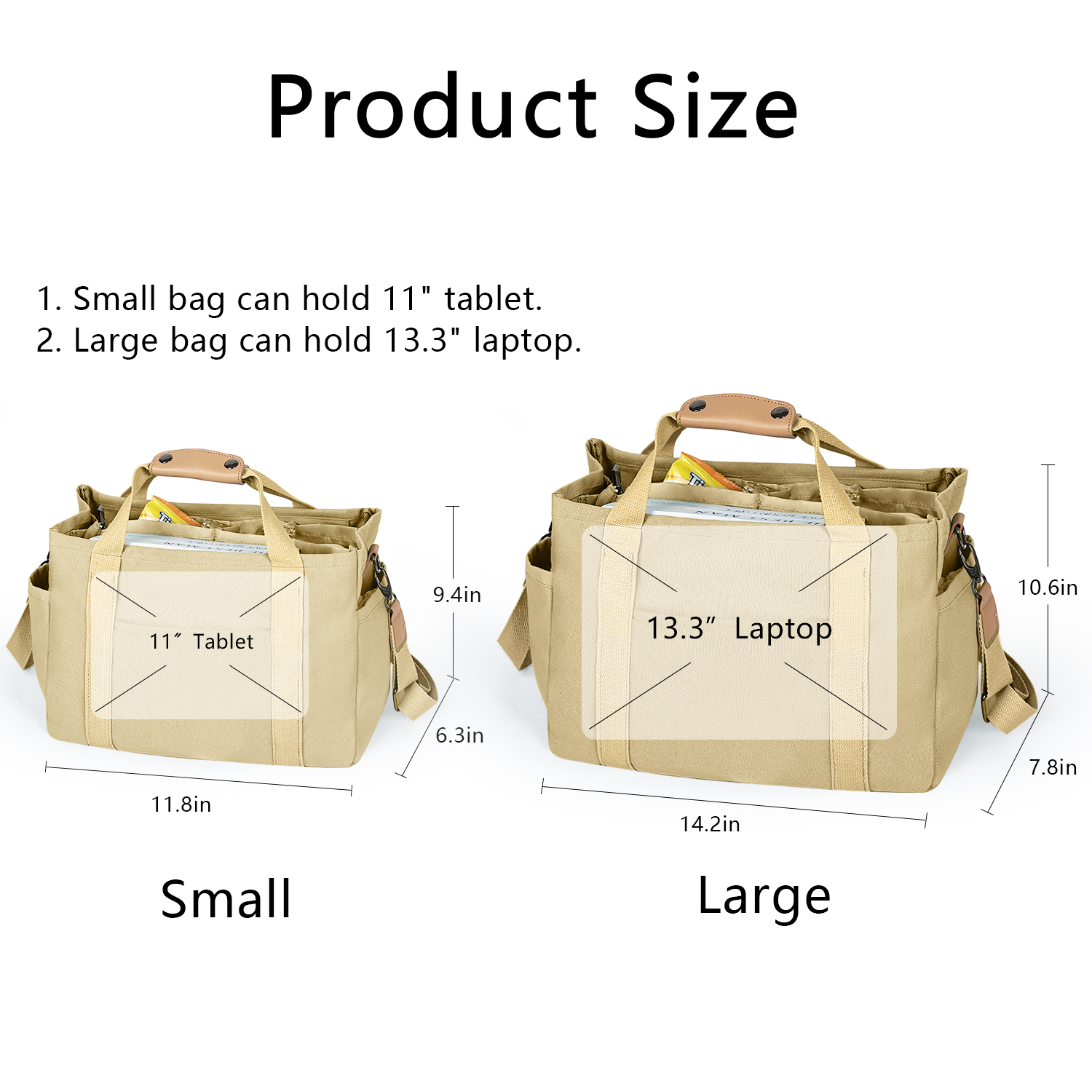 Large Canvas Tote Bag for Women With Pockets, Cute Crossbody Shoulder Purses Handbag for Work Travel