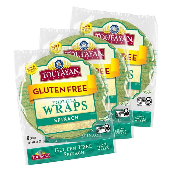 Spinach Gluten Tortilla Wraps | Certified Gluten  Naturally Vegan (3 Pack, 18 Wraps Total)