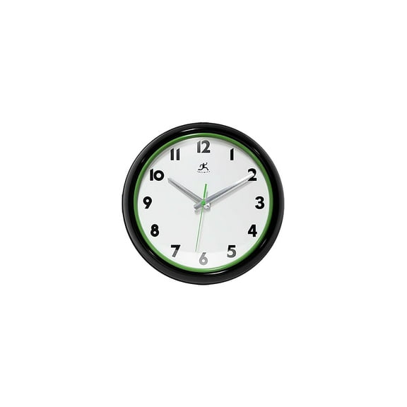 Infinity Instruments Lux Black & Green Modern Analog Display 12-inch Wall Clock