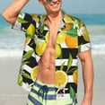 thumbnail image 4 of Uemuo Orange and Lemon Printed Regular Fit Short Sleeve Casual Hawaiian Shirt for Men,Aloha shirt,Tropical shirt,Floral print shirt,Vacation Beach shirt-XX-Large, 4 of 9
