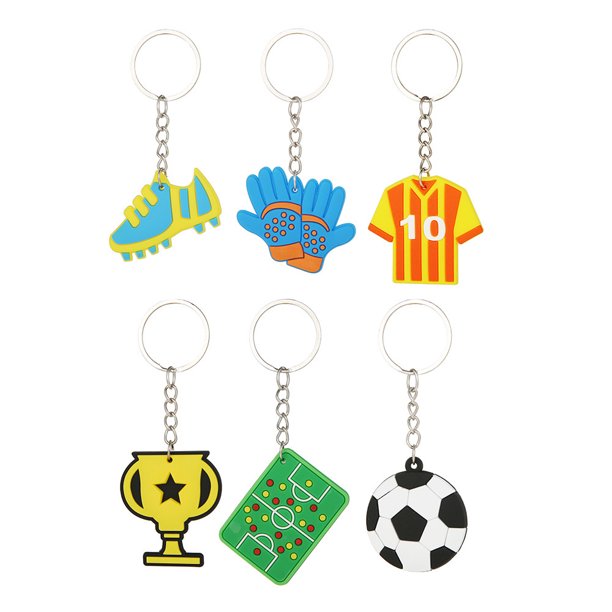 Juego de llaveros deportivos acrílicos de fútbol de 6 piezas