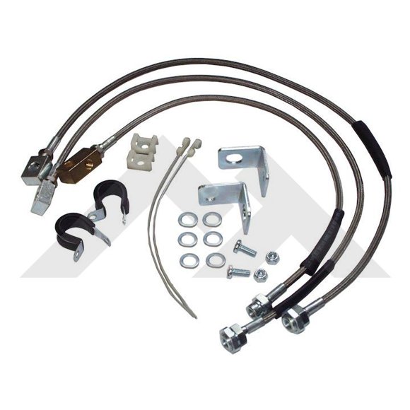 Crown Automotive Brake Line RT31015 RT Off-Road; Rubber; Use With Up To 6 Inch Lift; Pair; With Mounting Brackets/Junctions Blocks/Washers/Hardware