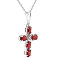 thumbnail image 2 of Galaxy Gold GG 14K White Gold 1.75 Carat Natural Diamonds and Ruby Cross Pendant Necklace - July Birthstone - Passion & Protection - 16" to 24" - Fine Jewelry for Women, 2 of 5