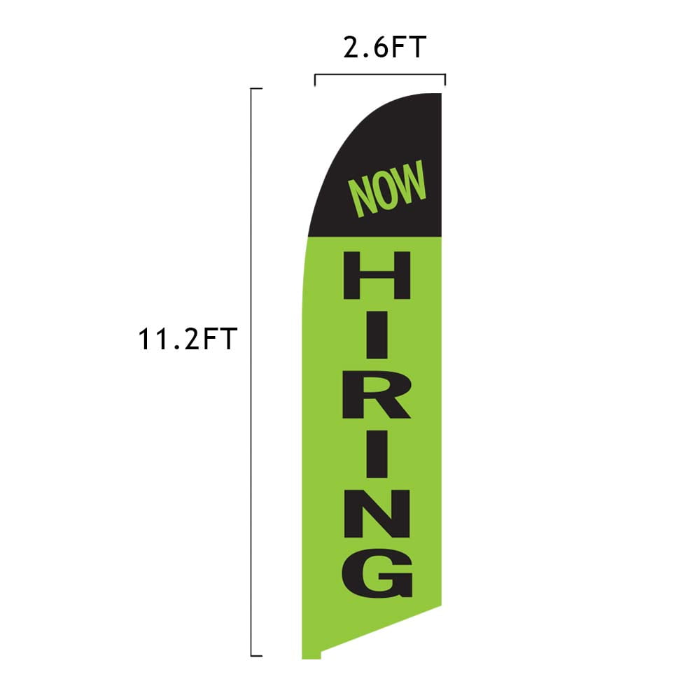 Vispronet Now Hiring Feather Flag 3 Pack, 13.5ft, Green and Black