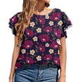 thumbnail image 1 of Blouse d'Été Grande Taille à Manches Courtes pour Femmes Mode Décontractée Col Rond à Volants Manches Courtes Imprimée Pull Col en V T-Shirt Femmes en Solde, 1 of 6