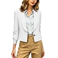 thumbnail image 5 of Business Casual Short Jacket For Women, 3/4 Sleeve Lapel Open Front Blazer With Pockets, Solid Color Cropped Suit Jacket, Professional Work Office Top White XL, 5 of 8