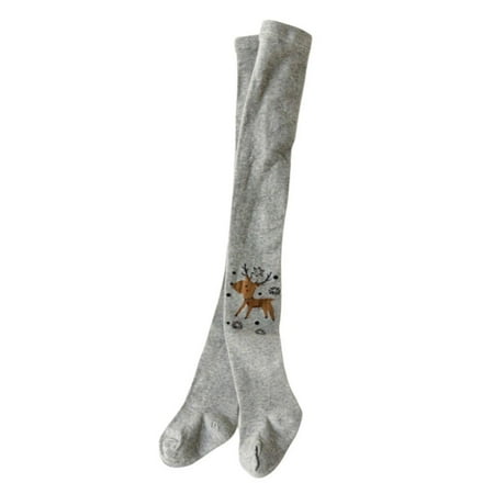 

Girls Tights Cable Knit Leggings Stockings Cotton Pantyhose with Cute Reindeer 2-9