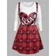 thumbnail image 2 of Dos Piezas de Falda Suspender Talla Extra Estampado Corazón Rosegal Faldas Tallas Grandes, 2 of 5