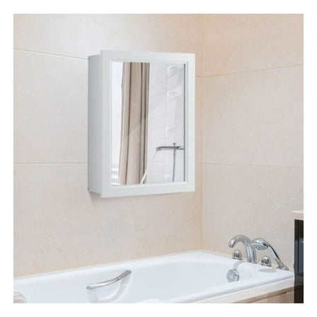 Bathroom Medicine Cabinet with Mirror, Wall Mounted Storage Cabinet with Adjustable Shelf, 20" x 6" x 26", White MDF for Bathroom, Living Room, Entryway