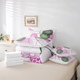 thumbnail image 6 of Homewish Geometric Dahlia Floral 7 Pieces Bedding Comforter Set,Waves Stripe Lines Full Bedding Set,Pink Green White Fitted Sheet Flat Sheet For Adults,Super Cozy Room Decor, 6 of 8