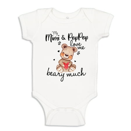 

My Mimi and Pop Pop Love Me Beary Much Baby Bodysuit One Piece 12 mo White