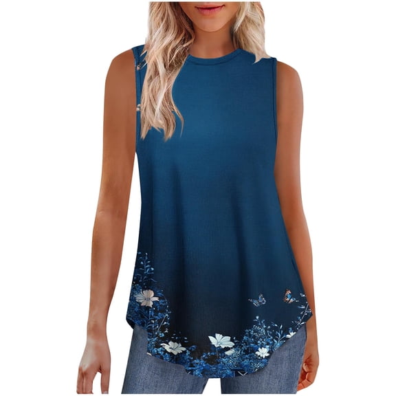 Cilsoka Women's Sleeveless Tank Tops Printed Pleated Loose Casual Blouse Shirt Flare Tunic Tank Tops for Women Summer ,Fashion Tops for Women Trendy 2026