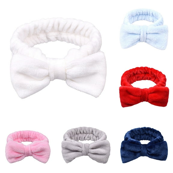 Vnanda Microfiber Bowtie Headbands Facial Makeup Headband Cosmetic Bowknot Hairlace Wash Spa Yoga Sports Shower Adjustable Elastic Hair Band for Girls and Women