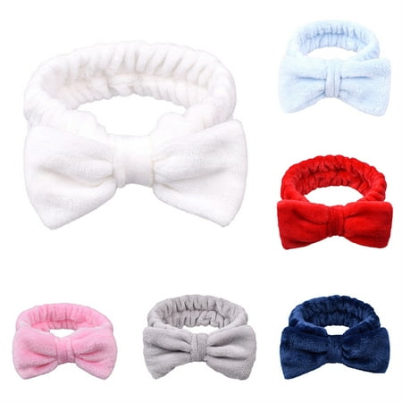Cheers US Microfiber Bowtie Headbands Facial Makeup Headband Cosmetic Bowknot Hairlace Wash Spa Yoga Sports Shower Adjustable Elastic Hair Band for Girls and Women