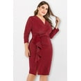 thumbnail image 3 of Women's Plus Size Cocktail Dress V-Neck Ruffle Slit Hem Wrap Dress, 3 of 7