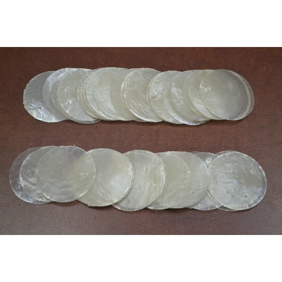 50 Pcs Natural White Round Flat Capiz Sea Shell 1 Hole Blank Discs 1 1/2"