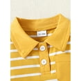 thumbnail image 5 of CARETOO Toddler Boy Clothes 2T 3T 4T 5T Casual Stripe Cotton Fabric Polo Shirt Denim Shorts 2pcs Set, 5 of 12