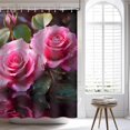 thumbnail image 5 of Rose Floral Shower Curtain, Spring Summer Pink Flower Plant Shower Curtain Set Waterproof Bath Curtain Home Bathroom Decor with 12 Hooks, 72x72 inches, 5 of 6