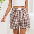 thumbnail image 3 of CIENVNSTG Y2k Streetwear Pajama Shorts for Women Plaid Cute Lounge Sleep Bottoms Elastic Boxers Coffee M, 3 of 5