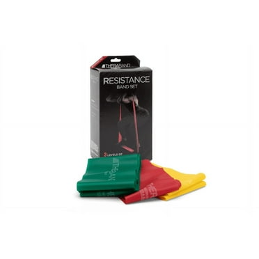 THERABAND Resistance Bands Set, Yellow/Red/Green, Beginner, Non-Latex