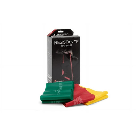 THERABAND Resistance Bands Set, Yellow/Red/Green, Beginner, Non-Latex