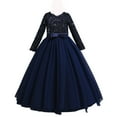 thumbnail image 1 of HXWCHs Robe de Danse et Robe Formelle Longue pour Filles Élégante Robe de Fête avec Détails à Sequins pour Bleu 4-5 Ans, 1 of 7