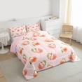 thumbnail image 3 of Homewish Sweet Peach Queen Comforter Set,Summer Fruit Bedding Sets,Pink Green Bedding Comforter Set For Teens,Ultra Soft Home Decor Reversible,3-Piece, 3 of 8