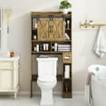 thumbnail image 2 of Over The Toilet Storage Cabinet, Farmhouse Storage Cabinet Over Toilet with Sliding Doors & Toilet Paper Holder Stand，Home Space-Saving Toilet Rack, for Bathroom, Restroom, Laundry, 2 of 7