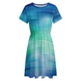 thumbnail image 4 of Green Turquoise Teal Blue Abstract Texture Sundress Short Sleeve Dress Summer Women Clothes Dress for Women Dresses, 4 of 7