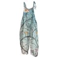 thumbnail image 2 of Women Linen Overalls Summer Casual Floral Printed Loose Fit Jumpsuits Boho Cute Wide Leg Rompers Pants with Pockets, 2 of 7