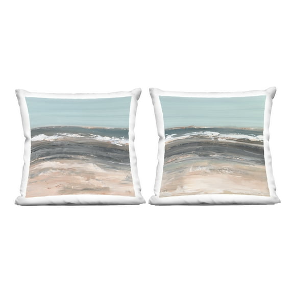 Stupell Industries Summer Waves Abstract 18" x 18" Abstract Print Polyester Decorative Pillow Set, Zip Closure 2 Count
