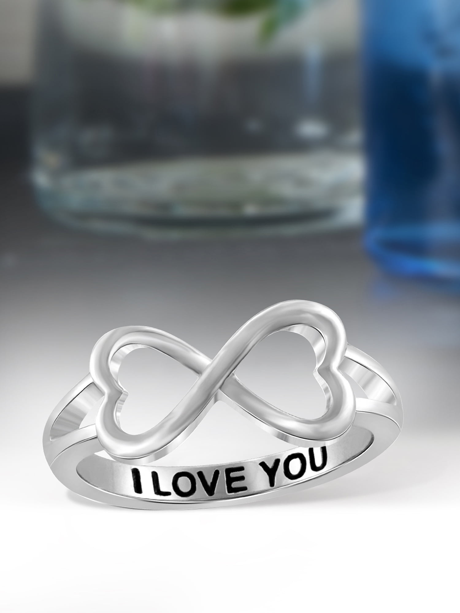 JewelersClub 0.925 Sterling Silver Infinity Friendship Ring for Women | Personalized I Love You Eternity Knot Symbol Band