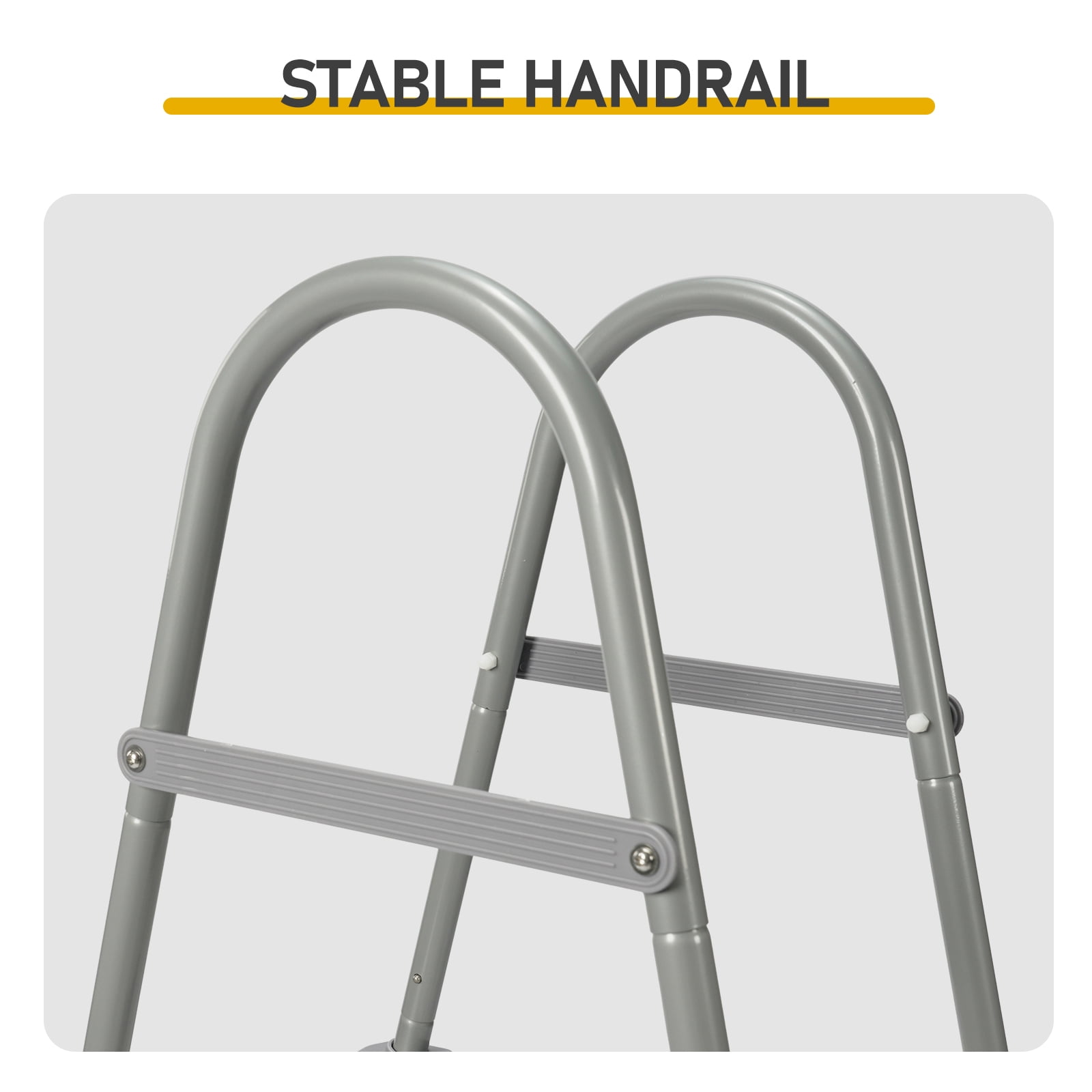52 Inch 4-Step Gray Iron Pool Ladder, Textured Non-Slip Steps Heavy Duty Swimming Pool Entry Ladder for Above Ground & In-Ground Pools