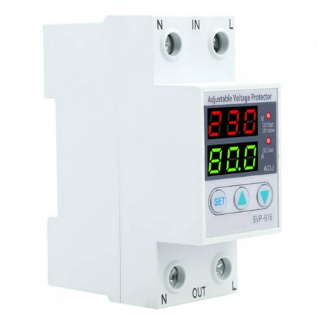 

LAFGUR Over And Under Voltage Protector Adjustable Voltage Protector SVP‑916 100‑130VAC Adjustable Over And Under Voltage Protector Delay Reset Protector