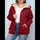 thumbnail image 4 of Sudadera con Capucha de Invierno de Larga con Cremallera para Mujer, Informal, Cálida y Acogedora, con Forro , para Otoño. Vino Tinto XXL, 4 of 7